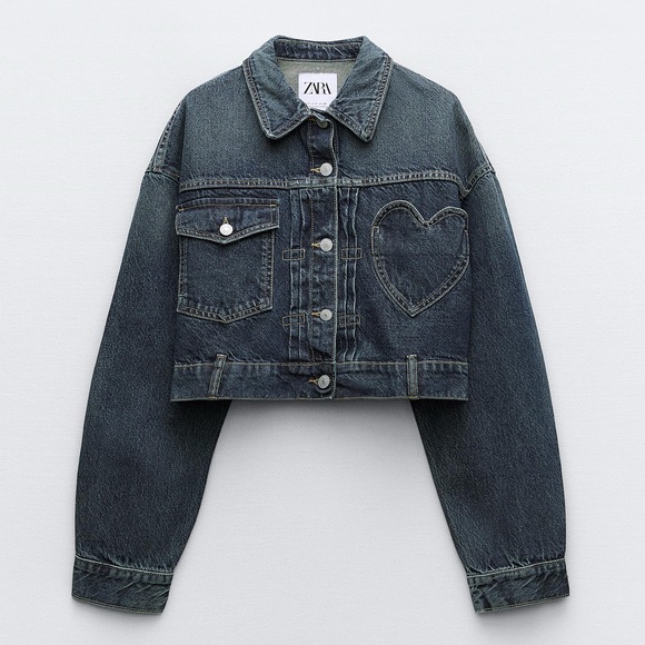 Zara Jackets & Blazers - Size Small | Zara | NWT Heart Patch Pocket Denim Jacket